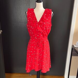 LOFT Red Sleeveless V-Neck Sundress